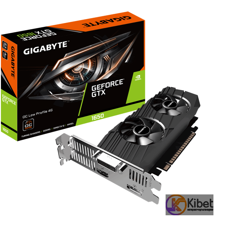 Видеокарта GeForce GTX 1650, Gigabyte, OC, 4Gb GDDR5, 128-bit, DVI HDMI DP, 1695