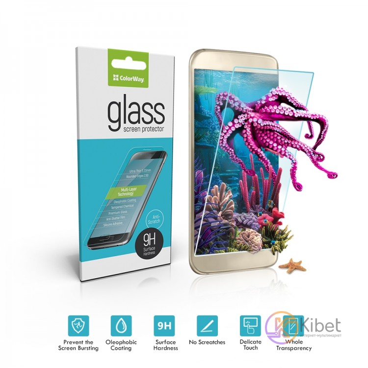 Защитное стекло для Samsung J530 (Galaxy J5), ColorWay, 0.33 мм, 3D, Black (CW-G