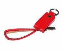 Кабель USB - microUSB, Red, 1 м, плетеный, Bulk, брелок