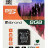 Карта памяти microSDHC, 8Gb, Class 4, Mibrand, SD адаптер (MICDC4 8GB-A)
