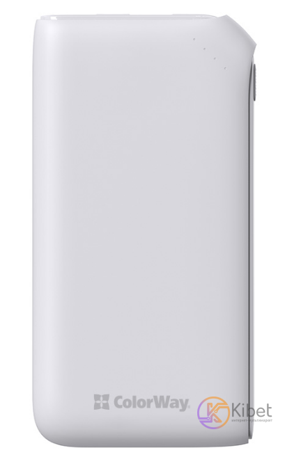 Универсальная мобильная батарея 10000 mAh, ColorWay, 18W, White, Quick Charge 3.
