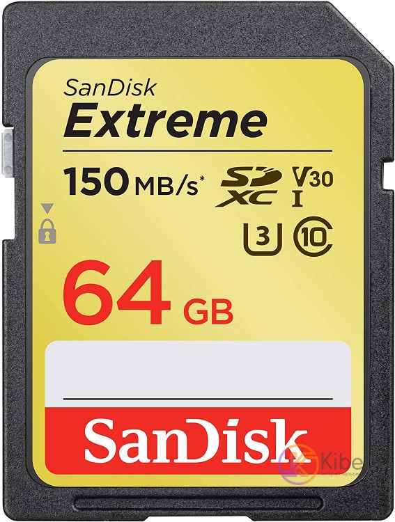 Карта памяти SDXC, 64Gb, Class10 UHS-I U3 V30, SanDisk Extreme, 150 60 MB s (S