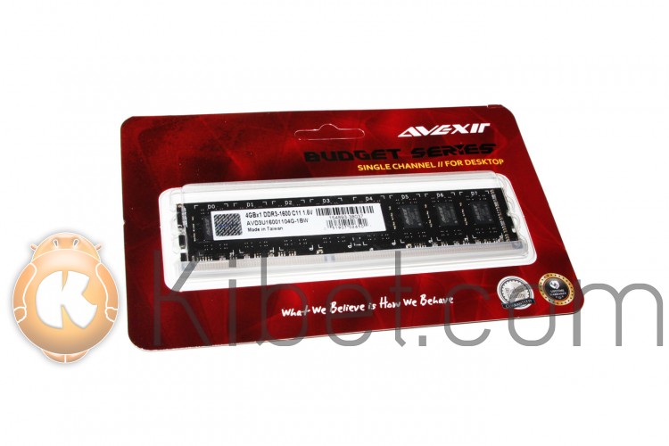 Модуль памяти 4Gb DDR3, 1600 MHz (PC3-12800), Avexir, 11-11-11-30, 1.5V (AVD3U16
