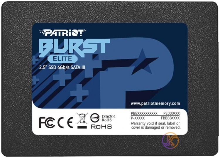 Твердотельный накопитель 1.92Tb, Patriot Burst Elite, SATA3, 2.5', 3D QLC, 450 3