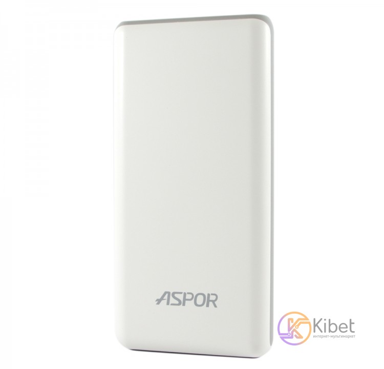 Универсальная мобильная батарея 10000 mAh, Aspor A326 iQ (2.4A, 2USB) White