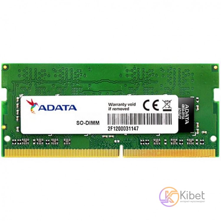 Модуль памяти SO-DIMM, DDR4, 8Gb, 2666 MHz, ADATA, 1.2V, CL19 (AD4S266638G19-S)