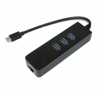Концентратор Type-C, 3 ports USB 3.0 + 1 порт Ethernet Black