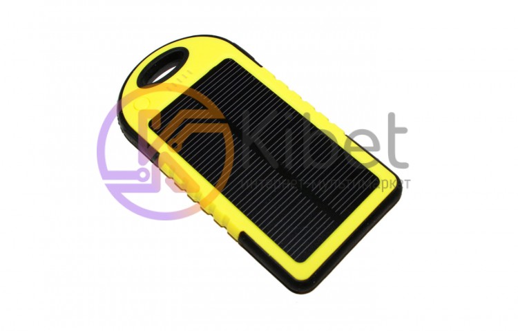 Универсальная мобильная батарея 5000 mAh, Power Bank, Black Yellow, солнечная па