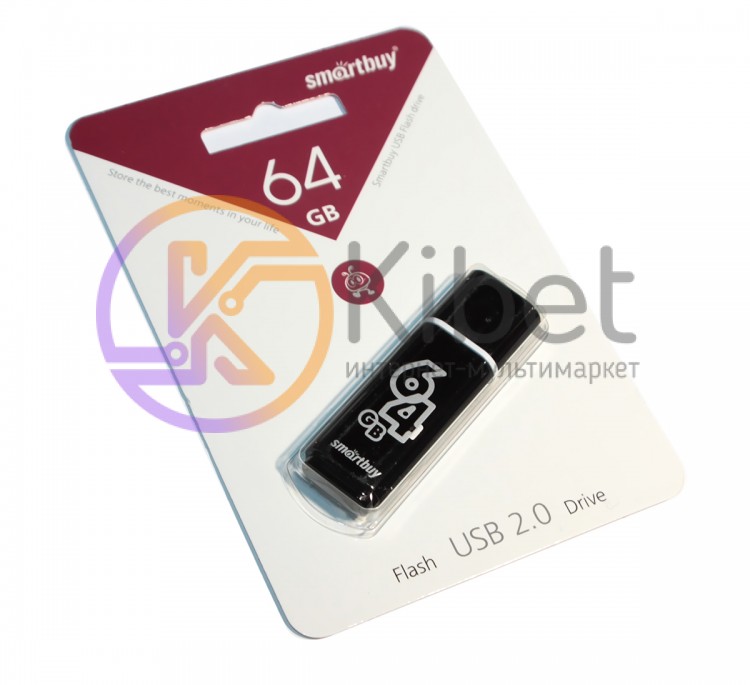 USB Флеш накопитель 64Gb SmartBuy Glossy series Black SB64GBGS-K