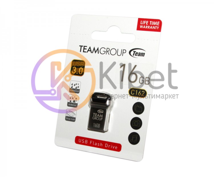 USB 3.0 Флеш накопитель 16Gb Team C162, Black, металлический корпус (TC162316GB0