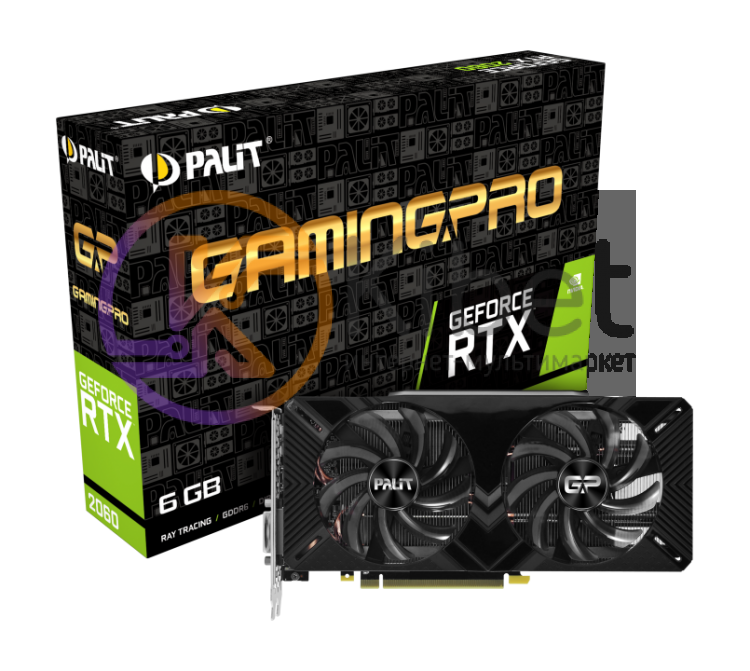 Видеокарта GeForce RTX 2060, Palit, GamingPro, 6Gb DDR6, 192-bit, DVI HDMI DP, 1