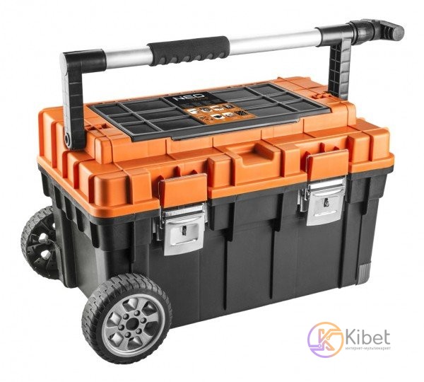 Ящик для инструмента на колесах Neo, пластмассовый, 680x400x355 мм, Black-Orange