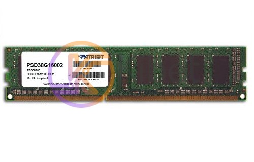 Модуль памяти 8Gb DDR3, 1600 MHz, Patriot, 11-11-11-28, 1.5V (PSD38G16002)