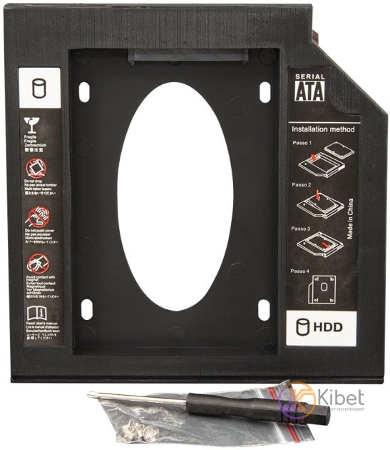 Шасси для ноутбука Frime, Black, 12.7 мм, для SATA 2.5', пластиковый корпус (FHD