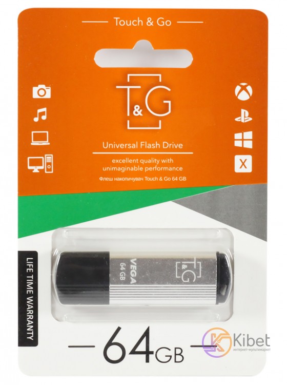 USB Флеш накопитель 64Gb T G 121 Vega series Silver (TG121-64GBSL)