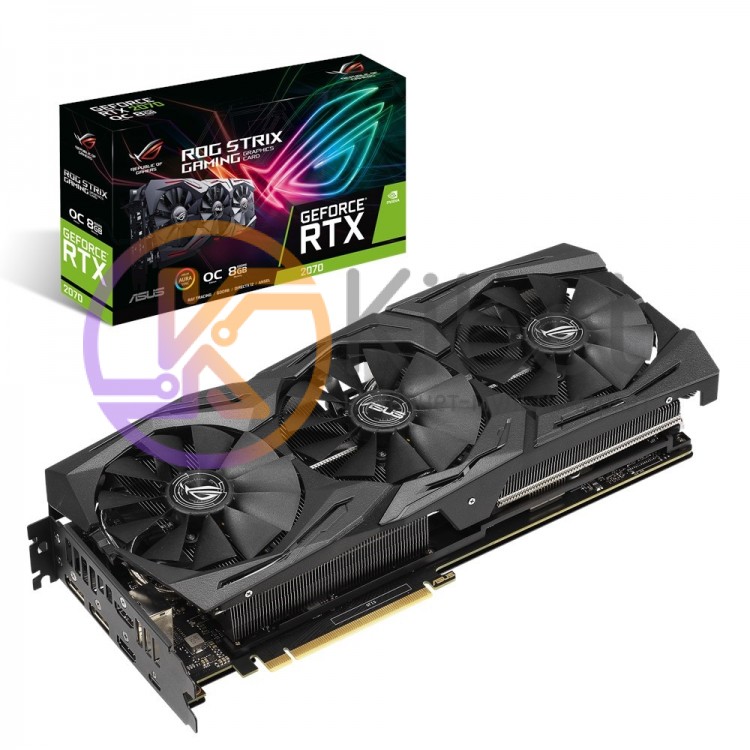 Видеокарта GeForce RTX 2070, Asus, ROG GAMING OC, 8Gb DDR6, 256-bit, 2xHDMI 2xDP
