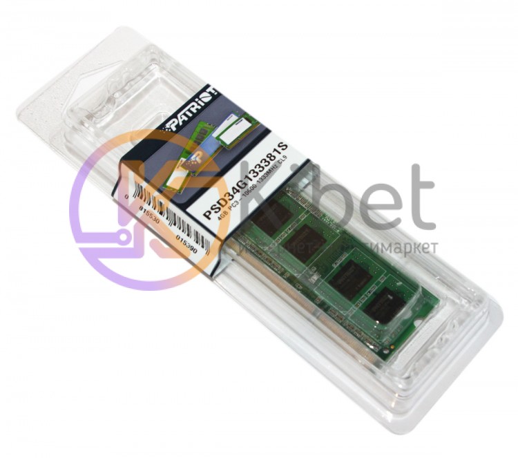 Модуль памяти SO-DIMM 4Gb, DDR3, 1333 MHz (PC3-10600), Patriot, 1.5V (PSD34G1333