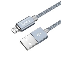 Кабель USB - microUSB, Hoco Magnetic adsorption charged , Metal Grey, 1 м (U40