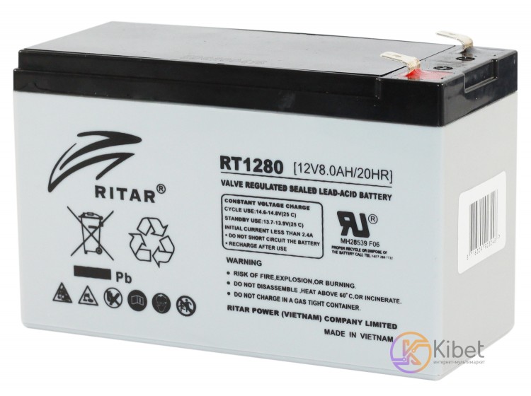 Батарея для ИБП 12В 8Ач Ritar White RT1280 ШxДxВ 150x64x94