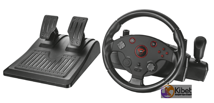 Руль Trust GXT 288 Taivo Racing, Black, вибрация, для PC PS3, 18 кнопок, 2 педал