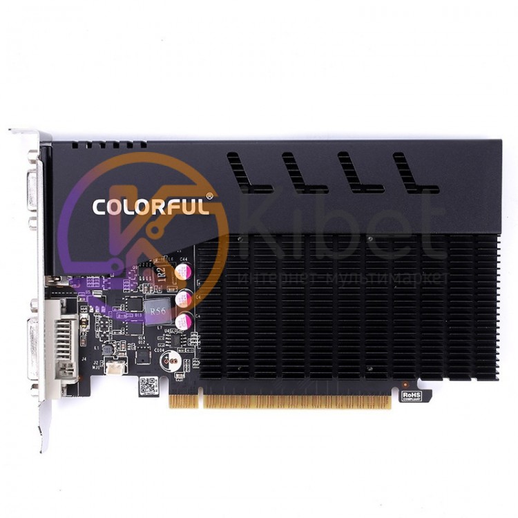 Видеокарта GeForce GT710, Colorful, 1Gb DDR3, 64-bit, VGA DVI HDMI, 954 1333MHz,