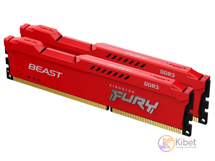 Модуль памяти 4Gb x 2 (8Gb Kit) DDR3, 1866 MHz, Kingston Fury Beast, Red, 10-11-