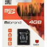 Карта памяти microSDHC, 4Gb, Class6, Mibrand, SD адаптер (MICDC6 4GB-A)