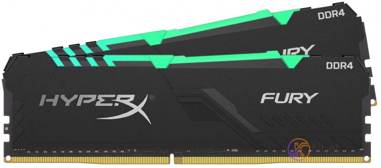 Модуль памяти 8Gb x 2 (16Gb Kit) DDR4, 3600 MHz, Kingston HyperX Fury RGB, Black
