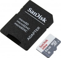 Карта памяти microSDHC, 64Gb, Class10 UHS-I, SanDisk R80MB s Ultra, SD адаптер (