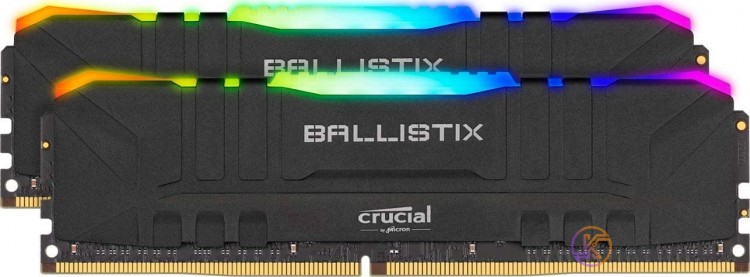 Модуль памяти 8Gb x 2 (16Gb Kit) DDR4, 3000 MHz, Crucial Ballistix RGB, Black, 1