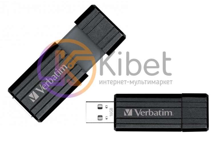 USB Флеш накопитель 16Gb Verbatim PinStripe, Black 49063