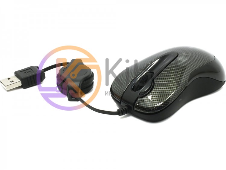 Мышь A4Tech D-60F-2 Carbon, Holeless, Optical, USB, 1000 dpi, рулетка