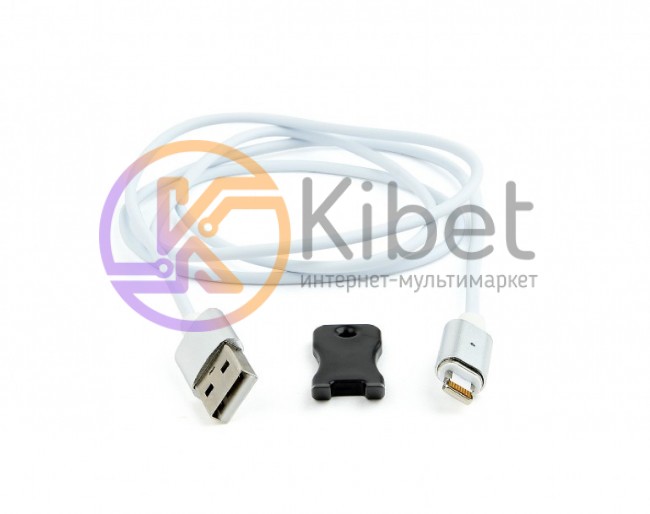 Кабель USB - Lightning 1 м Cablexpert White, с магнитным сменным разъемом (CC-US