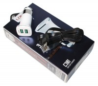 Автомобильное зарядное устройство LDNIO, White, 2xUSB, 3.4A, кабель USB - Micr