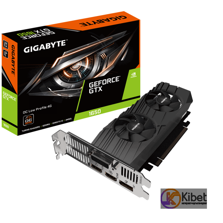 Видеокарта GeForce GTX 1650, Gigabyte, OC, 4Gb GDDR6, 128-bit, DVI 2xHDMI DP, 16
