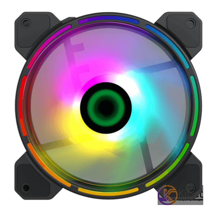 Вентилятор 120 мм, GameMax Rainbow Dual Ring, 120х120х25 мм, RGB подсветка, 1100