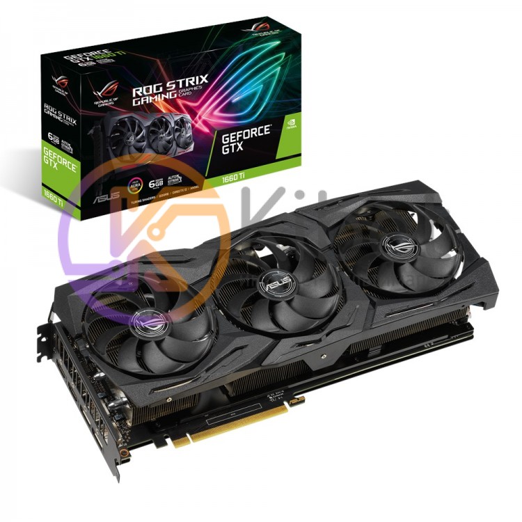 Видеокарта GeForce GTX 1660 Ti, Asus, ROG GAMING, 6Gb DDR6, 192-bit, 2xHDMI 2xDP