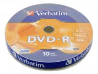 Диск DVD-R 10 Verbatim, 4.7Gb, 16x, Matt Silver, Shrink Box (43729)