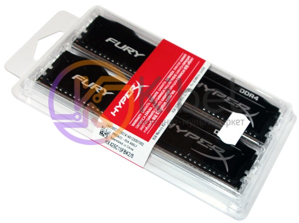 Модуль памяти 4Gb x 2 (8Gb Kit) DDR4, 2666 MHz, Kingston HyperX Fury, Black, 15-