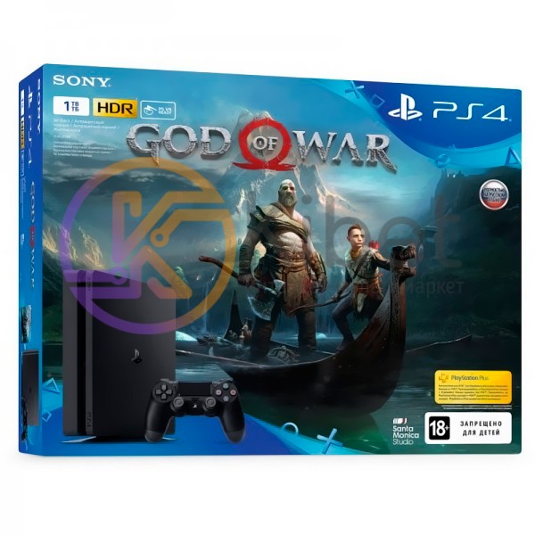 Игровая приставка Sony PlayStation 4, 1000 Gb, Black + God of War 2018