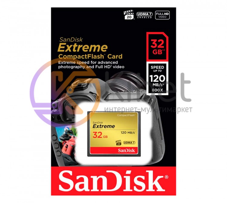 Карта памяти CompactFlash, 32Gb, SanDisk Extreme (SDCFXSB-032G-G46)