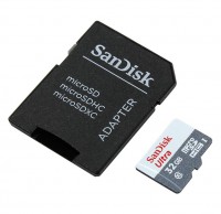 Карта памяти microSDHC, 32Gb, Class10 UHS-I, SanDisk Ultra, SD адаптер (SDSQUNS-
