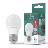 Лампа светодиодная E27, 6W, 4100K, G45, Titanum, 510 lm, 220V (ТL-G45-06274)