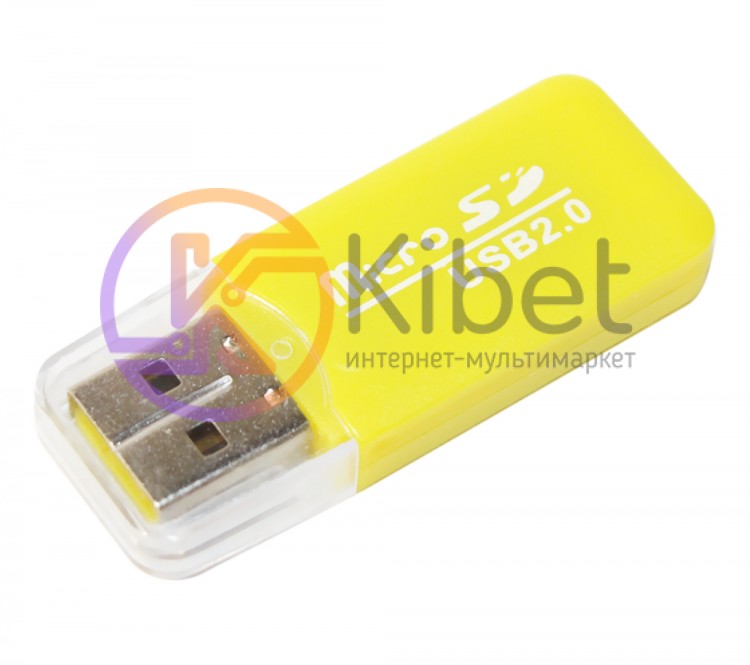 Card Reader внешний Merlion CRD-1VL, M2 microSD, Yellow