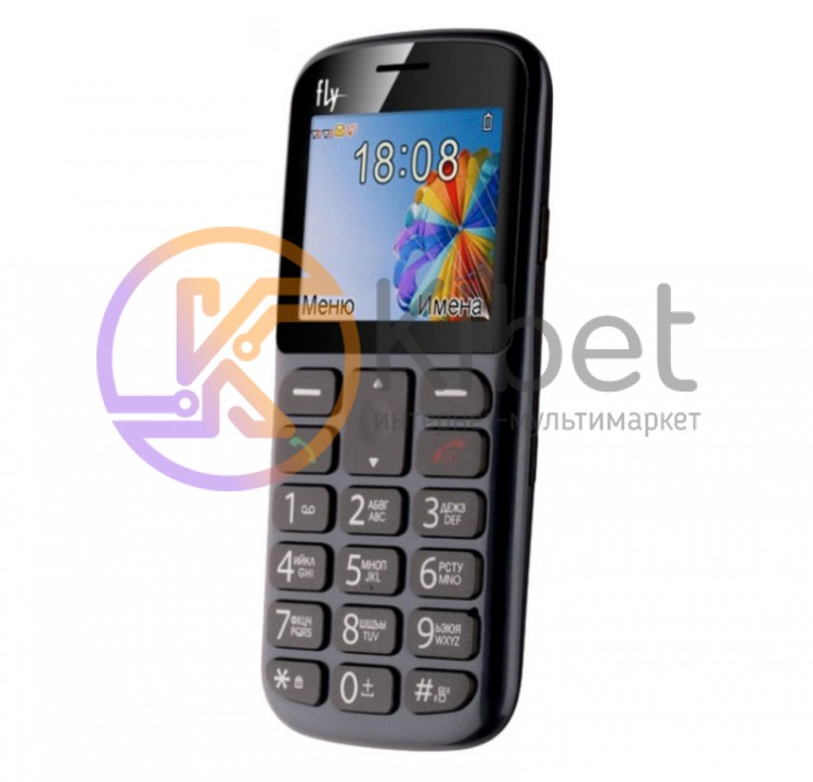 Мобильный телефон FLY Ezzy 8 Grey 'бабушкофон' 2 Sim, 2.2' (220х176) TFT, microS