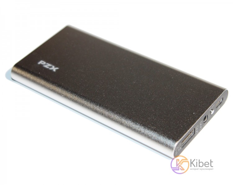 Универсальная мобильная батарея 8000 mAh, PZX, Silver, 1xUSB, 2.1A, кабель USB