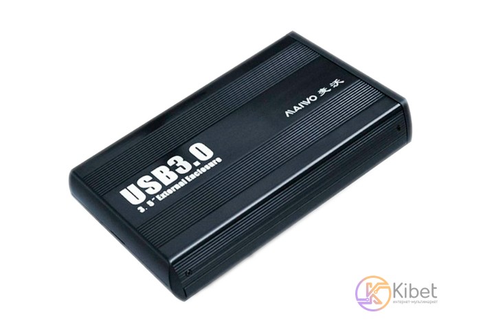 Карман внешний 3.5' Maiwo K3502, Black, USB 3.0, 1xSATA HDD, питание по БП, алюм