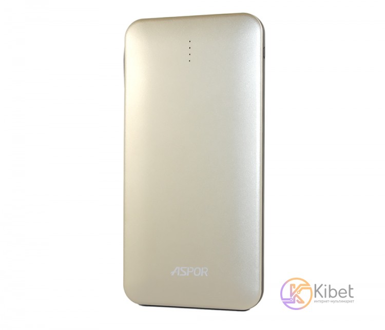Универсальная мобильная батарея 5000 mAh, Aspor A337 Ultrathin (1.0A, 2USB) Gold