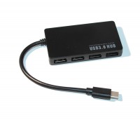 Концентратор USB Type-C, 4 ports, Blue, led indication, 480 Mbps (YT-HTC3 4)