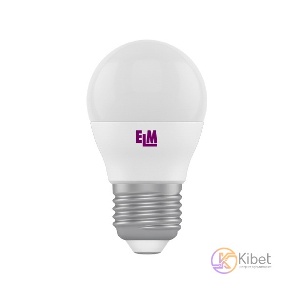 Лампа светодиодная E27, 5W, 4000K, G45, ELM, 400 lm, 220V (18-0075)